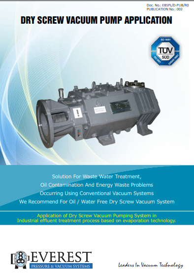Industrial effluent vacuum treatment process